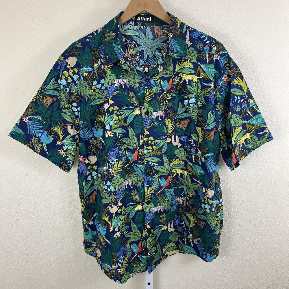Atlanl Tropical Short Sleeve Button Down Shirt Mens XL